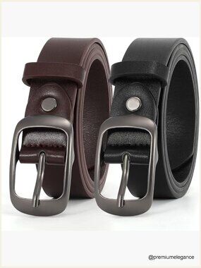 2 Pack Wide Plus Size Leather Belts for Pants Jeans Dress Adjustable Waist